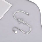 Sparkly Full Zircon Cross Titanium Steel Fadeless Chain Bracelet