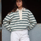 Bella Striped Polo Long-Sleeve Top