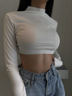 Sexy Y2K Cropped Long Sleeve Crop Top