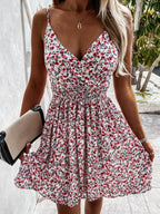 Marta Luxe Women's Floral Smocked a Line Dress Designer Edit