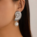 Seashell Pearl Mix Textured Stud Earrings