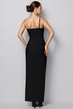 Isolld Diamond-Studded High Slit Maxi Dress