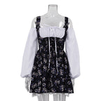 Bubble Sleeve Strap Tube Top Faux Two Piece French Dress Floral Cami Dress