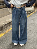 Lemon Wide-Leg Denim Pants