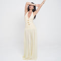 Decorative stitching tie waist long dress