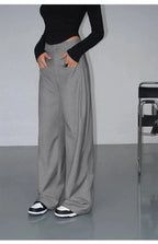 Black High-Waist Straight-Leg Suit Trousers