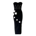 Diamond Tube Top Bandage Dress Three Dimensional Floral Design Dress Dress