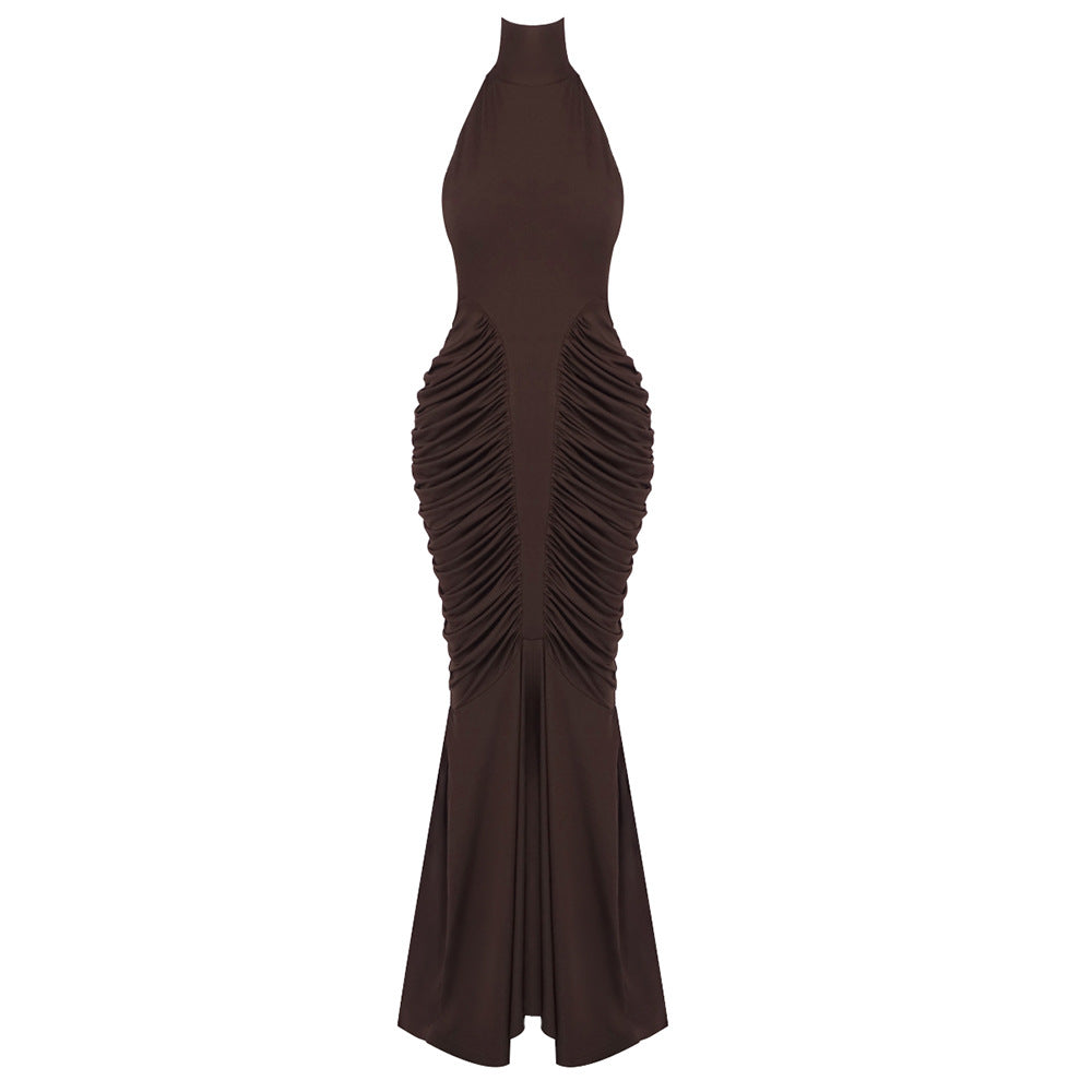 Halter Long Evening Dress Slim Fit Maxi Dress Cocktail Wedding Cocktail Host Battle Gown Annual Meeting Dress