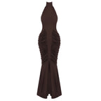 Halter Long Evening Dress Slim Fit Maxi Dress Cocktail Wedding Cocktail Host Battle Gown Annual Meeting Dress