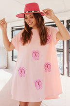 Beach Sequ Short Sleeve Loose Casual Dress