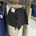 Denim Elastic-Waist Shorts with Drawstring