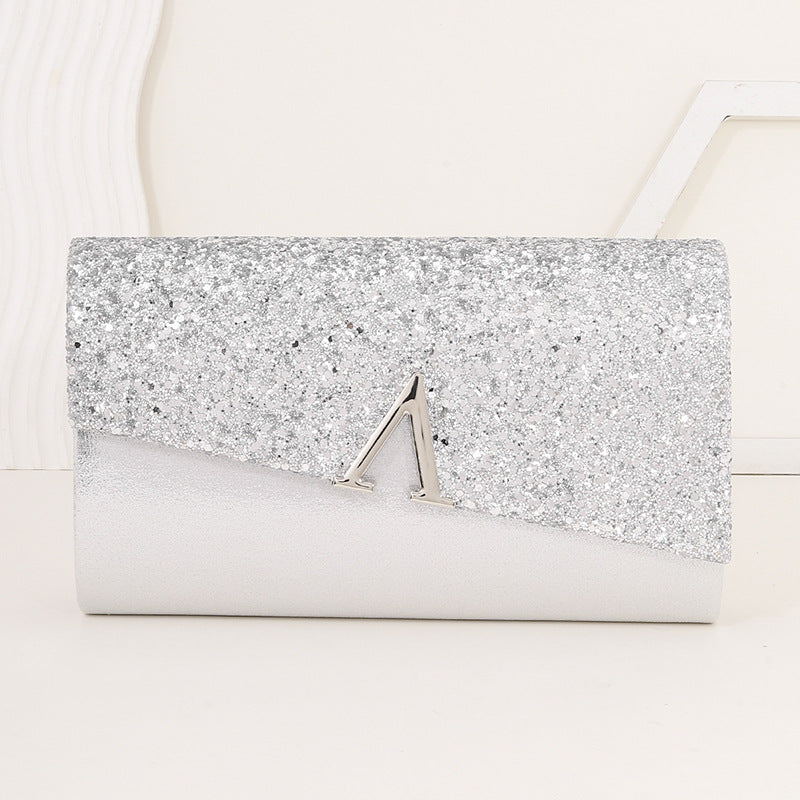 Minimalist Sparkly Asymmetrical Clutch Crossbody Bag