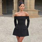 Barbara 2.0 Off Shoulder Mini dress Black