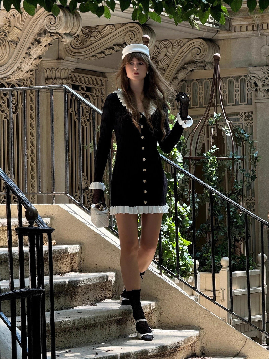 Cute Classic Black and White Knit Dress