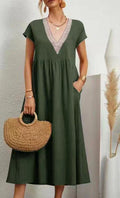 Irina Effortless Short Sleeve V Neck Dress Statement Occasion Edit