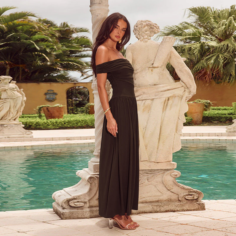 Dahlia Off Shoulder Dress Brown