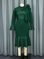 Socialite Bell Sleeve Fishtail Light Dress Party Cocktail Sequin Dress Party Dress