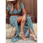 Zahira Exclusive Women's Floral Maxi Dress with High Side Slit Evening Wear Edit