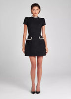 Crystal-Trim Tweed Mini Dress