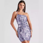 Suspender Sequin Sheath Slim Fit Dress