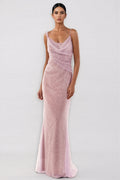 Hespere Halter Sequin Mesh Maxi Dress