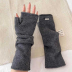 Long Raccoon Fur Knit Fingerless Gloves