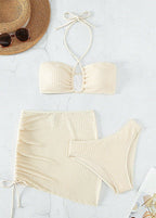 Santorini - TextuRed Halter Three-Piece Swim Set