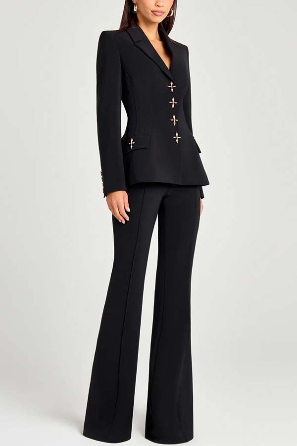 Women Power High Rise Side Zipper Flare Slim Fit Pants