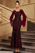 Antony Red V-Neck Sequined Maxi Dress