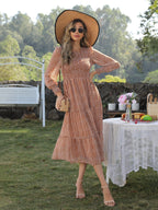 Takeoff Star Print Pocketed Maxi Dress Peach