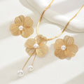 3 Piece Flower Pearl Earrings & Necklace Set