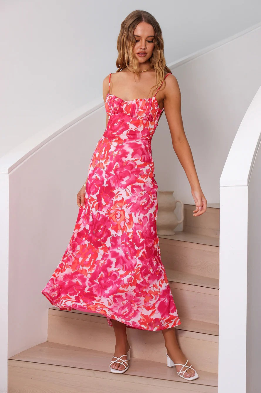 Wanda Exclusive Women's Floral Maxi Dress with Ruffle Hem Designer Edit