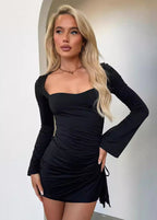 Celeste Ruched Long Sleeve Mini Dress