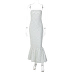 Azaria Polka Dot Strapless Midi Dress
