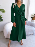 Cross Vneck Long Sleeve Dress