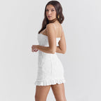 Short Sling Dress Lace up White Hip