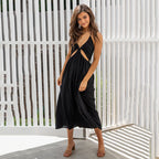 Veronique Cotton Blend Cutout Maxi Dress Black FINAL