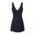 Kaliah Deep V-Neck Bow Mini Dress