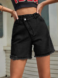 DressBetty - Loose Slim Raw Edge Denim Shorts