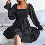 Kolly Smocked Babydoll Dress Black FINAL