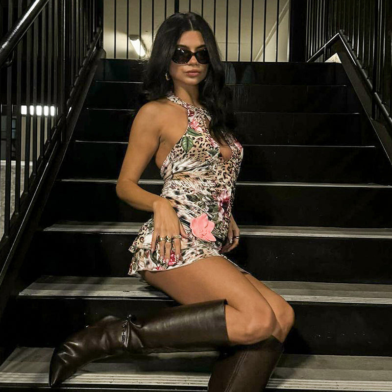 Evie Tropical Leopard Mini Dress