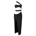 Bandage Dress Hollow Out Cutout Design Slant Shoulder Dress