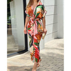 Amelia Elevated Women's Floral Print Tie Front Maxi Dress Occasion Wear
