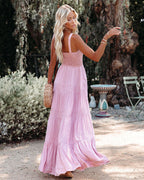 Sunshower Cotton Tiered Maxi Dress Dusty Rose