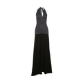 Personality Polka Dot Self Tie Halter V neck Backless Dress