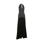 Personality Polka Dot Self Tie Halter V neck Backless Dress