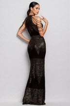 Ashlynn Black Sleeveless Sequinned Maxi Dress