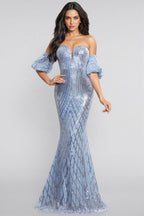Austen Blue Sleeveless Sequin Maxi Dress