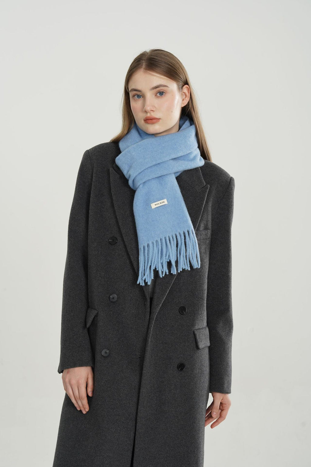 Woven Fringe Wool Blend Scarf