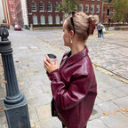 Chic Burgundy Leather Jacket